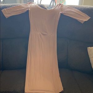 Beige dress zipper on the back